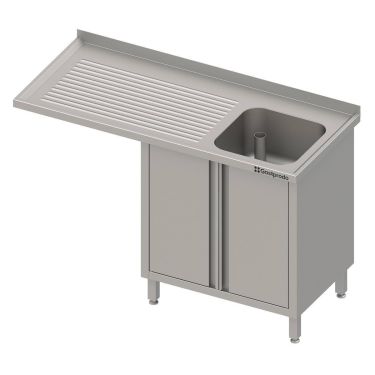  Edelstahl Spülschrank mit Flügeltüren + Überstand 140 x 60 x 90 cm - 1 Becken rechts  kaufen