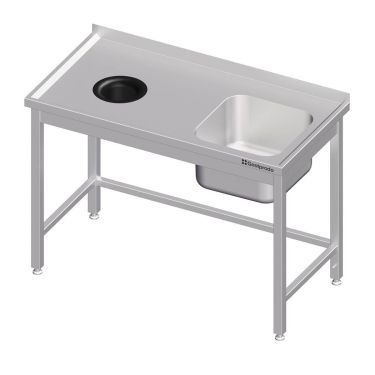  Edelstahl Spültisch mit Abfallloch 130 x 60 x 85 cm - 1 Becken rechts  kaufen