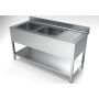 Edelstahl Sp&uuml;ltisch PRO mit Grundboden 160 x 70 cm - 2 Becken links  kaufen