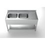  Edelstahl Sp&uuml;ltisch PRO mit Grundboden 160 x 70 cm - 2 Becken links  kaufen