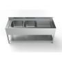  Edelstahl Sp&uuml;ltisch PRO mit Grundboden 200 x 70 cm - 2 Becken links  kaufen
