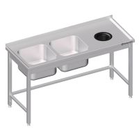  Edelstahl Spültisch mit Abfallloch 140 x 70 x 85 cm - 2 Becken links  kaufen