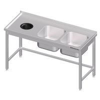  Edelstahl Spültisch mit Abfallloch 190 x 60 x 85 cm - 2 Becken rechts  kaufen