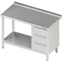  Edelstahl Arbeitstisch mit Grundboden + 3er Schubladenblock verschweißt  kaufen