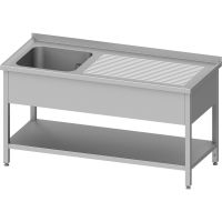 Edelstahl Spültisch mit Grundboden 150 x 70 x 85 cm - 1 Becken links kaufen
