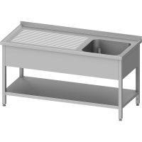  Edelstahl Spültisch mit Grundboden 180 x 60 x 85 cm - 1 Becken rechts  kaufen