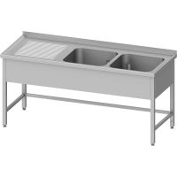 Edelstahl Spültisch ohne Grundboden, 160 x 70 x 85 cm - 2 Becken rechts kaufen