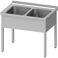  Edelstahl Sp&uuml;ltisch ohne Grundboden 100 x 70 x 85 cm - 2 Becken mittig  kaufen