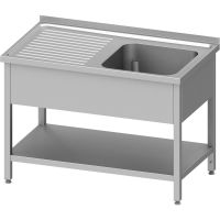 Edelstahl Spültisch mit Grundboden 120 x 70 x 85 cm - 1 Becken rechts kaufen