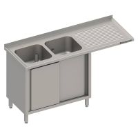  Edelstahl Spülschrank mit Schiebetüren + Überstand 160 x 60 x 90 cm - 2 Becken links  kaufen
