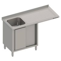 Edelstahl Spülschrank mit Schiebetüren + Überstand 140 x 70 x 90 cm +1 Becken links kaufen