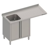 Edelstahl Spülschrank mit Flügeltüren + Überstand 120 x 70 x 90 cm - 1 Becken links kaufen