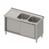 Edelstahl Spülschrank mit Schiebetüren 100 x 60 x 85 cmm - 2 Becken kaufen