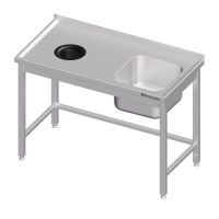  Edelstahl Sp&uuml;ltisch mit Abfallloch 150 x 60 x 85 cm - 1 Becken rechts  kaufen