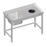 Edelstahl Spültisch mit Abfallloch 160 x 70 x 85 cm - 1 Becken links kaufen