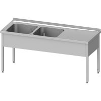 Edelstahl Spültisch ohne Grundboden 130 x 60 x 85 cm - 2 Becken links kaufen