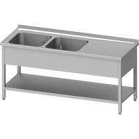 Edelstahl Spültisch mit Grundboden 110 x 70 x 85 cm - 2 Becken links kaufen