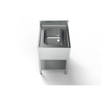  Edelstahl Sp&uuml;ltisch PRO mit Grundboden 60 x 70 cm - 1 Becken mittig  kaufen