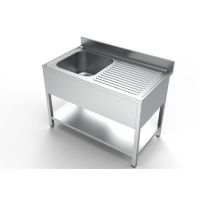  Edelstahl Spültisch PRO mit Grundboden 120 x 70 cm - 1 Becken links  kaufen