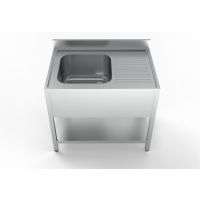 Edelstahl Spültisch PRO mit Grundboden 100 x 70 cm - 1 Becken links kaufen