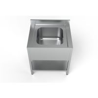 Edelstahl Spültisch PRO mit Grundboden 80 x 70 cm - 1 Becken mittig kaufen