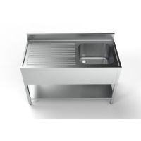 Edelstahl Spültisch PRO mit Grundboden 140 x 70 cm - 1 Becken rechts kaufen