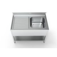  Edelstahl Sp&uuml;ltisch PRO mit Grundboden 120 x 70 cm - 1 Becken rechts  kaufen