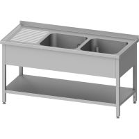  Edelstahl Spültisch mit Grundboden 120 x 70 x 85 cm - 2 Becken rechts  kaufen