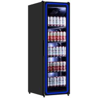 Getr&auml;nkek&uuml;hlschrank mit Glast&uuml;r schwarz + LED-Beleuchtung - 395 Liter  artikelnr: g76210