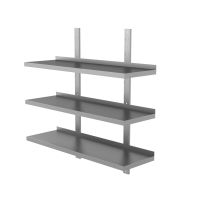 Edelstahl Dreifach-Wandbord / Wandregal PRO mit Wandschienen  artikelnr: g62398