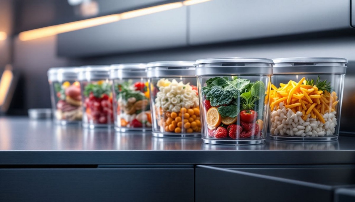 Vakuumierte Lebensmittel in verschiedenen Beuteln, die die Haltbarkeit verdeutlichen.