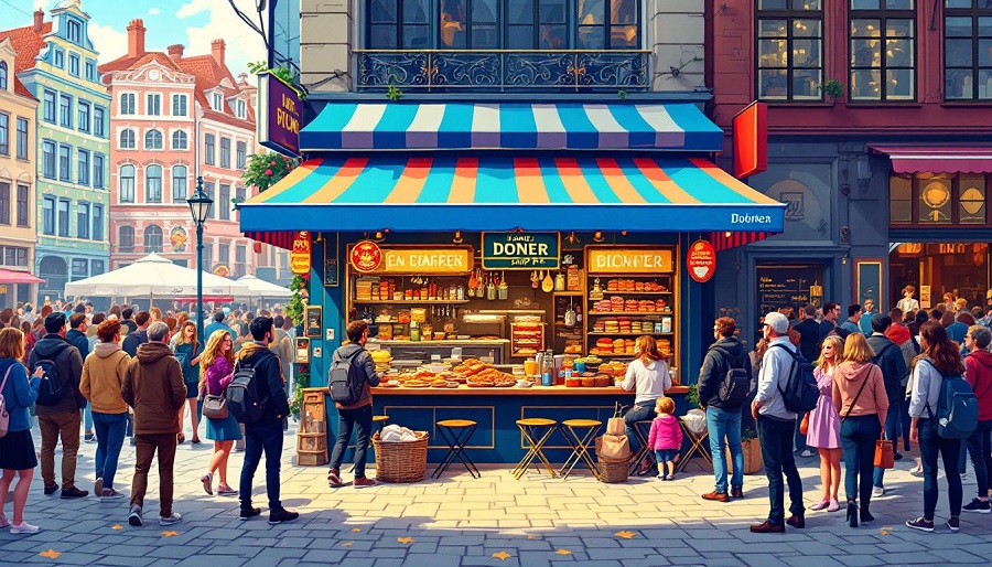 Werbematerialien f&uuml;r einen D&ouml;nerladen, um Kunden anzuziehen.