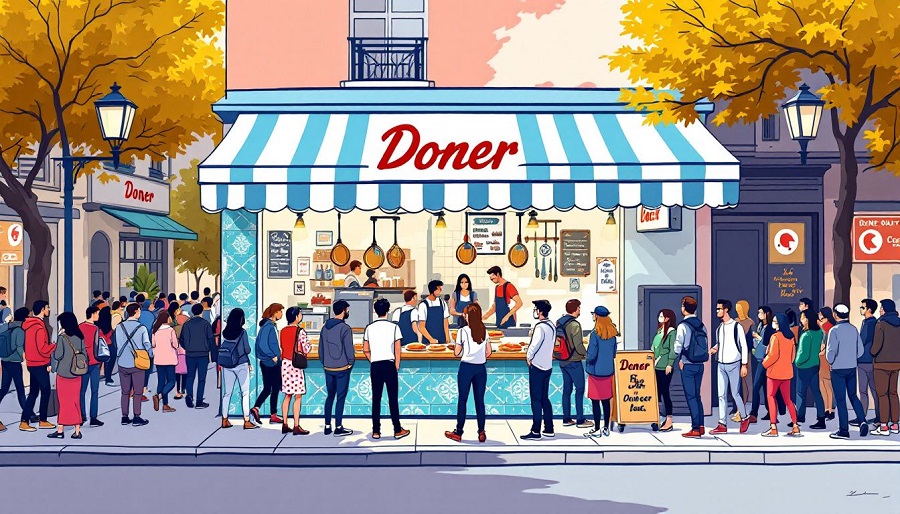 Ein innovatives Gericht in einem D&ouml;nerladen, das die neuesten Trends zeigt.